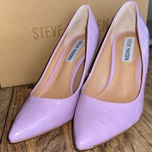 Steve Madden Lilac Croc-Embossed Pointed Toe Stilettos